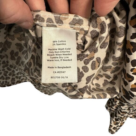 TALBOTS Woman‎ Size 3X Popover Leopard Print Shirt Cotton Stretch Long Sleeves - Picture 4 of 5